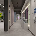 Modern Paint Showroom Interior With Hexagon Color Samples And Paint Cans 3d model