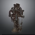 Rustic Industrial Pipe Equipment With Curved Pipes Valves And Base Structure