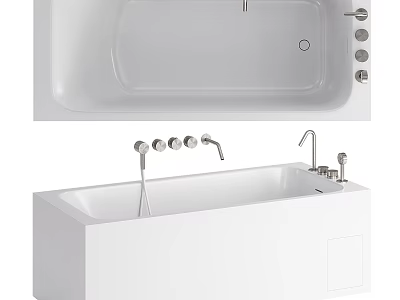 White Modern Bathtub Design With Faucet And Control Knobs In Bathroom 3d model