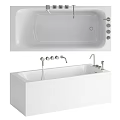 White Modern Bathtub Design With Faucet And Control Knobs In Bathroom