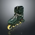 Durable Green Inline Skates With White Laces And Yellow Wheels For Adults