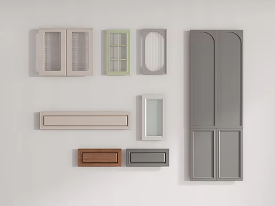 Modern Wardrobe Doors With Various Styles Including Glass Panels And Wooden Designs 3d model