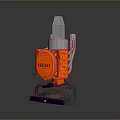 Industrial HEMI Mechanical Device With Orange Casing Metal Components And Base
