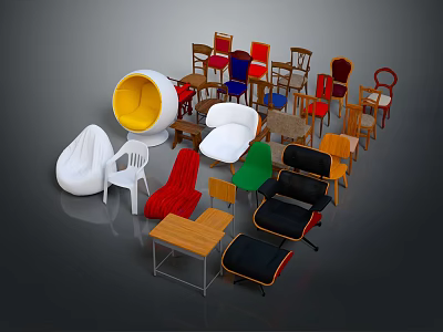 Colorful Modern Leisure Chairs With Various Styles And Unique Designs For Home Decor 3d model