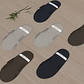 Crisscross Strap Slippers in White Navy and Brown on Wooden Floor with Green Plant