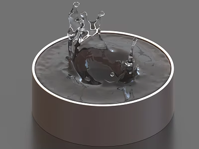 Modern Ornament Decoration Set With Circular Base And Water Splash Design 3d model