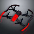 Modern Sleek Red And Black Drone With Four Propellers And Protective Frame 3d model