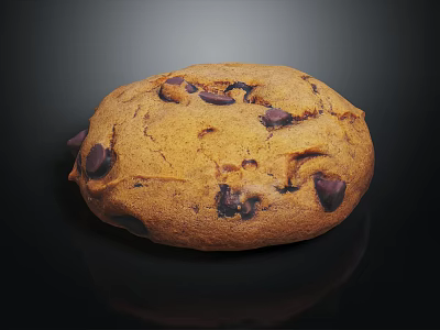 Freshly Baked Chocolate Chip Cookie With Soft Texture And Shiny Surface 3d model