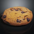 Freshly Baked Chocolate Chip Cookie With Soft Texture And Shiny Surface