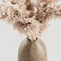 Elegant Brown Vase With Light Pink Pampas Grass Arrangement On White Background
