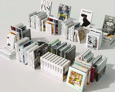 Colorful Books and Magazines Stacked in Creative Display with Diverse Covers 3d model