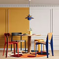 Memphis Dining Table and Chair Combination Dopamine Dining Table Middle Ancient 3d model