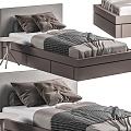 Modern Simple Gray Single Bed 3d model