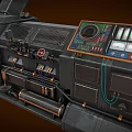 Industrial Equipment Control Panel With Mechanical Components Pipes Gauges And Cables