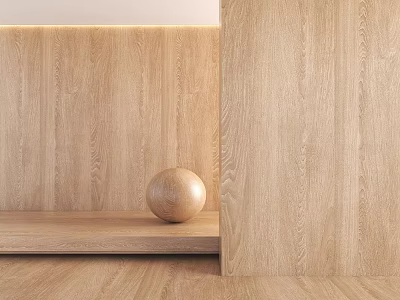 Elegant Modern Wooden Wall Paneling With Natural Grain And Decorative Sphere 3d model