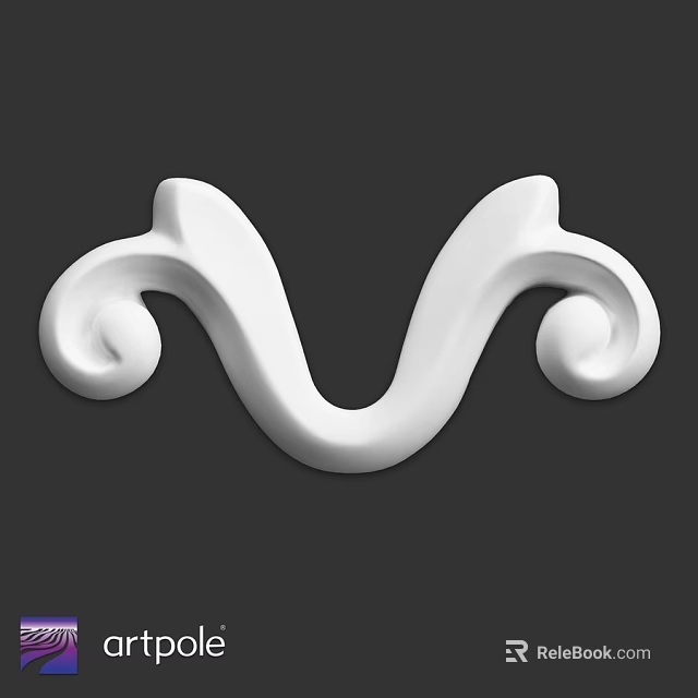 White Decorative Component With Curved Scroll Design For Furniture Decoration 3d model 
