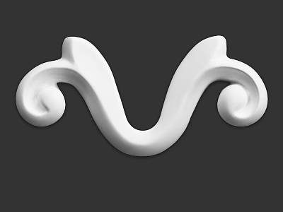 White Decorative Component With Curved Scroll Design For Furniture Decoration 3d model
