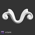 White Decorative Component With Curved Scroll Design For Furniture Decoration