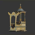 Traditional Decorative Pavilion With Blue Gold Accents And Elaborate Carvings