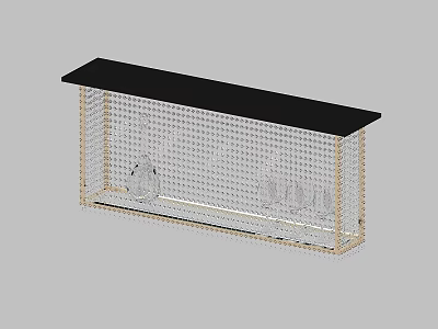 Elegant Modern Pendant Light With Crystal Details And Gold Metal Frame Above Bar Interior Design 3d model
