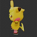 Cute Yellow Game and Movie Character With Big Ears Pink Shorts and Tail