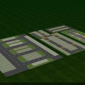 Parking Lot Layout Design With Multiple Sections Lane Structure And Parking Spaces 3d model