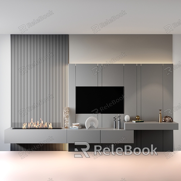 Modern TV background wall model