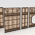 Traditional Chinese Wooden Room Dividers With Geometric Patterns Light Panels And Circular Motifs