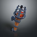 Elegant Sports Equipment Torch With Wooden Metal Cage Frame And Burning Flame