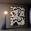 Textured Abstract Oil Painting with Brown Black White Patches in Modern Interior Wall Art Decor