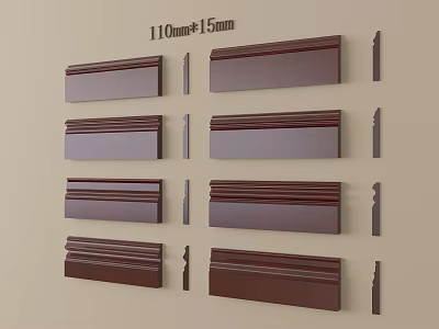 Wooden Corner Trim 110mm by 15mm Various Styles Display for Interior Decoration 3d model