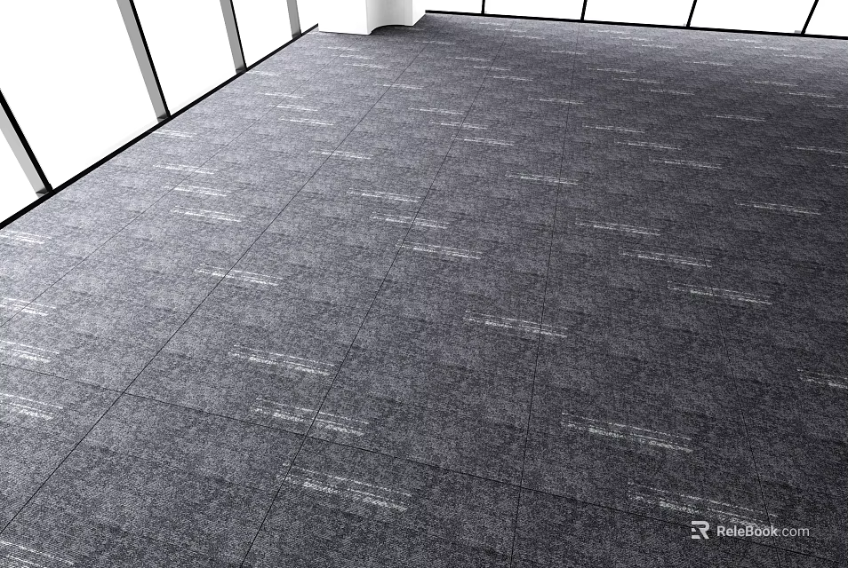 Modern Gray Carpet Floor With Square Tile Design And Natural Window Light 3d model 