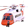 US Coast Guard Helicopter With Red White Orange Design 3d model