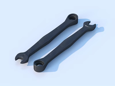 Black Combination Wrenches With Open End And Box End Design For Hardware Use 3d model