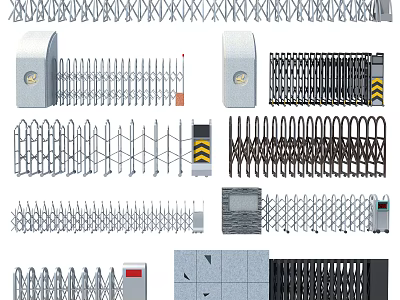 Different Types of Retractable Gates and Metal Security Fences Collection 3d model