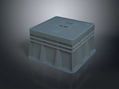 Gray Square Cover With Grid Pattern 500 And Reinforced Base Structure Design 3d model