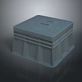 Gray Square Cover With Grid Pattern 500 And Reinforced Base Structure Design 3d model