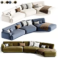 Multicolor Three Seater Sofa With Decorative Pillows And Throw Blanket In Living Room