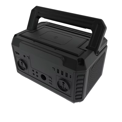 Black Portable Power Station With Handle Multiple Outlets And USB Ports 3d model