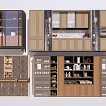 Modern Wine Cabinet Design With Wooden Frame Glass Door Storage Shelves And Wine Bottle Racks