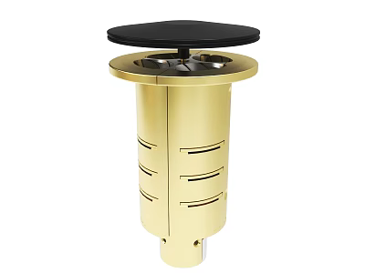 Golden Cylindrical Decorative Device With Black Top And Slotted Openings 3d model