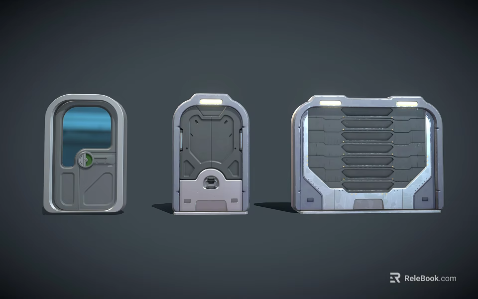 Futuristic Metallic Gate Designs With Various Tech Inspired Panels And Structures 3d model 