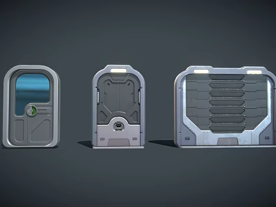 Futuristic Metallic Gate Designs With Various Tech Inspired Panels And Structures 3d model