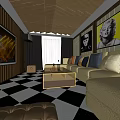 Luxurious Modern KTV Interior With Comfortable Sofa Coffee Table And TV Screen 3d model