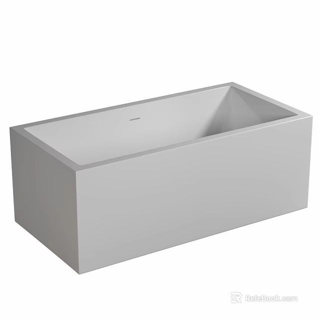 Modern Gray Rectangular Freestanding Bathtub With Solid Surface Design 3d model 
