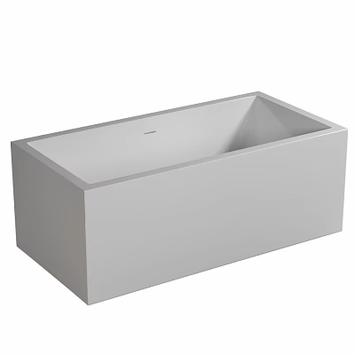 Modern Gray Rectangular Freestanding Bathtub With Solid Surface Design 3d model