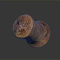 Rustic Stone Wood Decorative Piece With Cylindrical Shape Textured Surface And Orange Red Hue