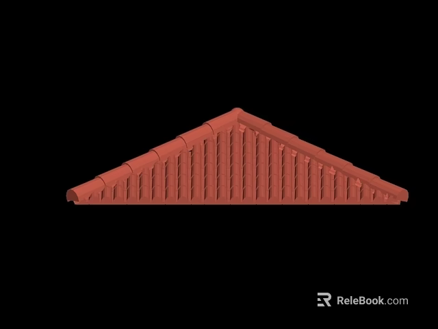 Red Triangular Roof Architectural Component With Detailed Tile Structure Design Elements 3d model