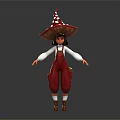 Mushroom Fairy Characters With Red Spotted Hats Red Overalls Holding Hands Front And Back Views