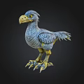 Colorful Prehistoric Bird 3D Model With Large Beak Sharp Claws And Feathers